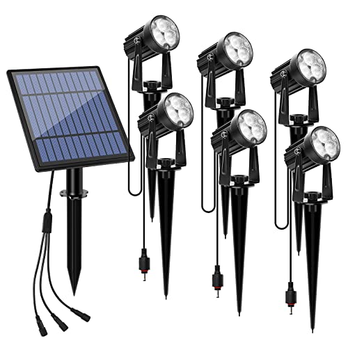 APONUO Metal Outdoor Solar Landscape Lights Solar Lights Outdoor Waterproof Solar Landscape Spotlight for Yard Landscape Lighting, Auto On/Off for Pathway,Driveway, Porch, Patio (Cool White) - color: Cool White, size: 6-IN-1