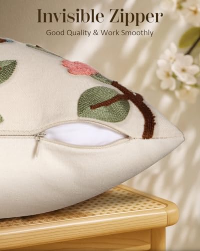 Embroidered Lumbar Pillow Cover 20x12 Inch - Spring Summer Boho Decorative Pillow Cover with Zipper for Living Room Couch Sofa Bed Aesthetic Design Bird Lemon Cushion Pillowcase - color: Bird Lemon, size: 20" x 12" (Pack of 1)