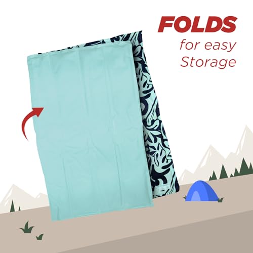Coleman Medium Navy Botanical Pattern Reversible Cooling Mat – 24” x 30” - color: Navy