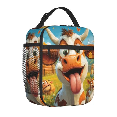 Cow Lunch Box for Women Kids Girls Men Insulated Lunch Bag Lunchbox Adults Lunch Tote Bags Reusable Cooler for Work Office School Picnic Travel - color: Cow01