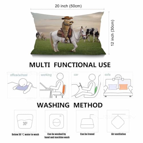 Smooffly Funny Cat Words Waist Lumbar Cotton Linen Throw Pillow case, The Cat Cowboy on a Horse Pillow Cover Farmhouse Decorations Cushion Case for Sofa Couch 12x20 Inches - color: Swn10