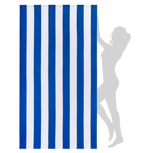 WILFA Extra Large Beach Towel - Oversized Mircofiber Beach Towel 40'' x 70'', XL Striped Lightweight Pool Towel, Big Cabana Swim Travel Towel for Adults Mens Women,Navy Blue - color: Navy Blue