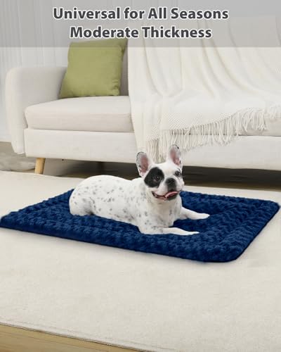 Washable Dog Bed Mat Dog Crate Pad Soft Fluffy Pet Kennel Beds Dog Sleeping Mattress for Large Jumbo Medium Small Dogs, 29 x 18 Inch, Blue - color: Blue, size: 29.00" x 18.00" x 1.50"