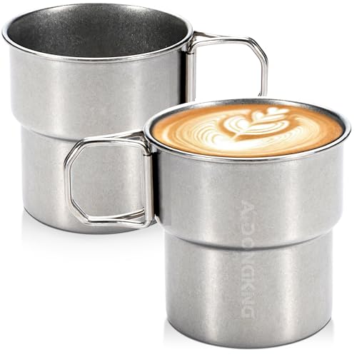 Foldable Camping Cup, 12oz Retro Coffee Mug, 304 Stainless Steel Drinking Cup with Foldable Handles, Outdoor Cookware Pot