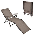 Tangkula Folding Lounge Chair Outdoor, Recliner Chaise Lounge with 5-Position Adjustable Backrest & 2-Position Footrest, No Assembly Required, Suitable for Patio Poolside Beach Yard (1, Brown) - color: Brown