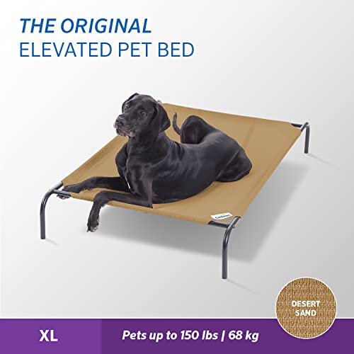 Coolaroo Original Elevated Dog Bed - Breathable Off-The-Ground Pet Bed with Cooling Fabric, Joint Relief & Moisture-Resistant Fabric, 100% Recyclable, Easy Clean, Desert Sand, Large - color: Desert Sand, style: Large Dog Bed