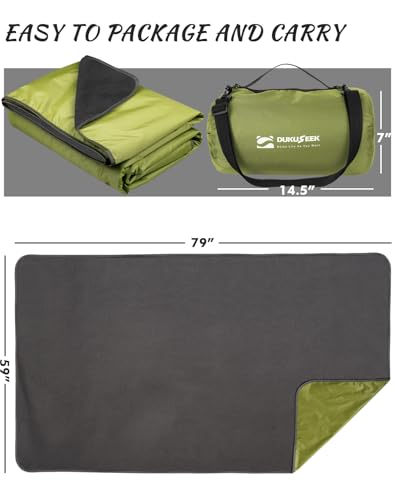DUKUSEEK Waterproof Blanket Outdoor, Hooded Blanket Poncho - Large (79x56), Portable, Windproof Fleece Blankets for Cold Weather Camping, Picnic, Sports, Boat, Dogs, Festivals, Car, Emergency… - color: Army Green