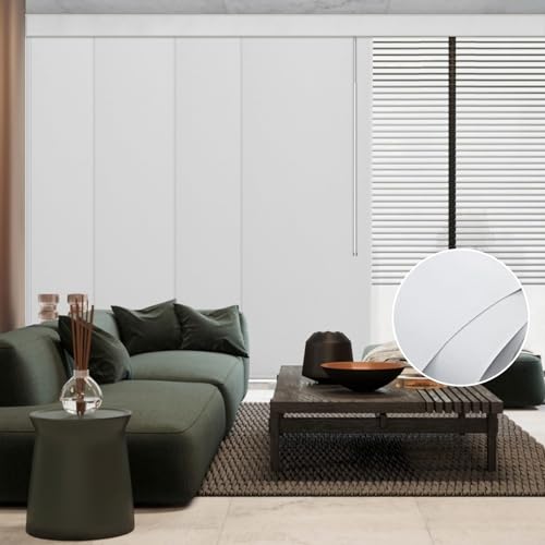 Graywind Manual Sliding Panels 100% Blackout Privacy Panel Track Blinds Wand Control Window Blinds for Patio Sliding Glass Door Large Windows Width Up to 153", Custom Size (White) - color: Blackout White
