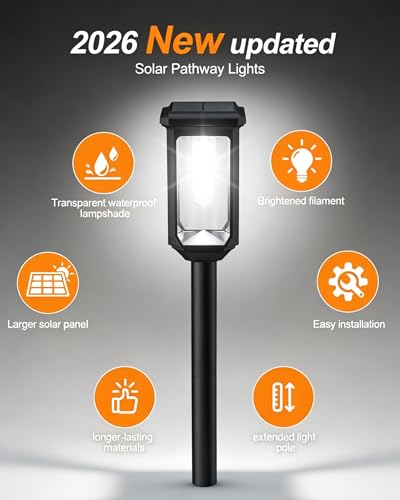 Tenmiro Solar Pathway Lights Outdoor 8 Pack LED Solar Powered Garden Lights Waterproof IP65 Outdoor Light for Yard Lawn Patio Path Walkway Driveway Decor 6500K - color: Cool White, size: 8 Pack