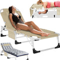MOPHOTO Tanning Chair, Outdoor Sunbathing Lounge Chair 5-Position, Folding Chaise Lounger, Sun Tanning Lounger with Face Hole, Perfect for Pool Beach Patio - color: Oatmeal, style: Sunbather Lounge