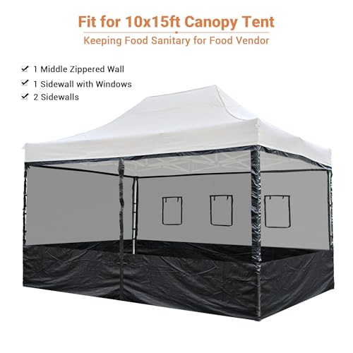 Yescom Pop Up Canopy Half Mesh Sidewall with Windows for 10x15 ft Outdoor Camping Fishing Tent Mesh Enclosures,4pcs Screened Wall Only - color: Black-1 set, size: 15x10 Ft