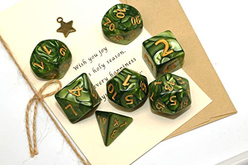 Dice- DND Polyhedral Dice Set 25mm Giant Dice for Dungeons and Dragons D&D Pathfinder RPG MTG Role Playing Dice with Dice Bag (Green) - color: Green