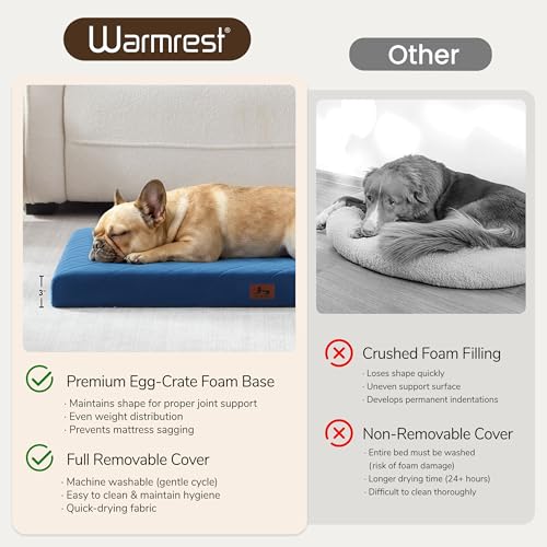Orthopedic Dog Beds for Medium Dogs, Washable Pet Bed Mat with Removable Cover, Waterproof Egg Crate Foam Puppy Bed Anti Slip, 30" x 20", NOT for Chewers - size: 30"L x 20"W x 3"Th