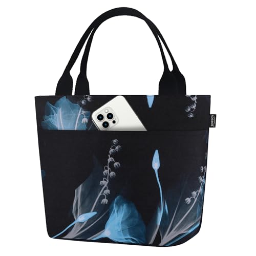 Aosbos Lunch Tote Bag, Insulated Lunch Box for Women, Leakproof Lunch Cooler Purse for Work, Black Dream Flower - color: D. Black Dream Flower