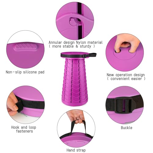 Portable & Lightweight Foldable Camping Chair for Adults, Heavy Duty Folding Stool with Adjustable Shoulder Strap, Perfect for Picnic, Beach, Backyard, and Sporting Events, Max Weight 400lbs - color: Purple