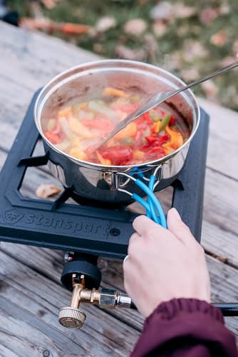 Stansport Stainless Steel Camping Cookware Set – Durable Nesting Mess Kit for Backpacking, Hiking & Outdoor Cooking – Compact Portable Pot & Pan with Carry Bag – Multiple Sizes for Family to Solo Use - style: 4 Piece