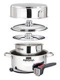 Magma 7 Piece Gourmet Nesting Stainless Steel Cookware Set, Induction Compatible, Oven Safe to 500°F - Suitable for All Stovetops, Removable Handles, Black - color: Stainless Steel, style: 7 Piece