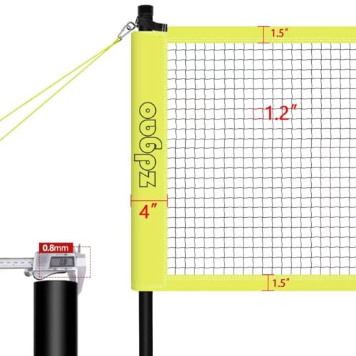 Zdgao Volleyball and Badminton Combo Set for Backyard - 20FT/32FT Volleyball/Badminton Net with Adjustable Height Pole,Anti-Sag System,Volley Ball, Badminton Racquets,Boundary Line and Carry Bag - color: Yellow, style: 32FT Volleyball/Badminton Net
