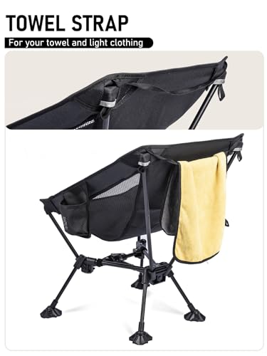 WildCall Lightweight Folding Camping Chair Compact Beach Chair with Anti-Sinking Large Feet - color: 2 X Black