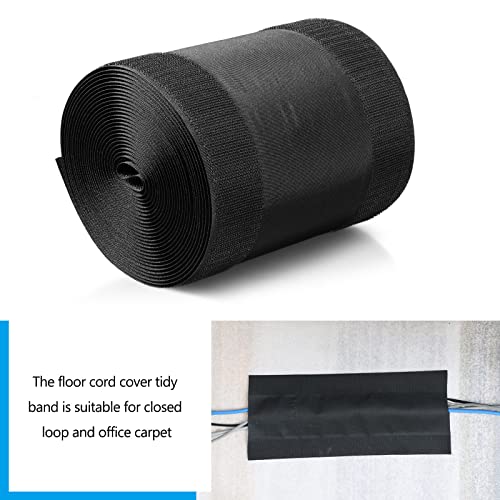 Syhood Cord Cover Floor Cable Protector Carpet Wire Cover Floor Cable Management for Office Carpet Organized and Protect(4 Inch X 50 Feet,Black) - color: Black, size: 4 Inch X 50 Feet
