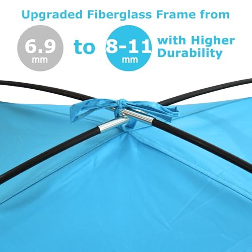 COMMOUDS Beach Tent Sun Shade for 3/4/6/8 Person, UPF 50+ Beach Sun Shelter Canopy Tent, Lightweight, Easy Set Up and Carry - color: Sky Blue with Dark Shelter, size: 6 Person