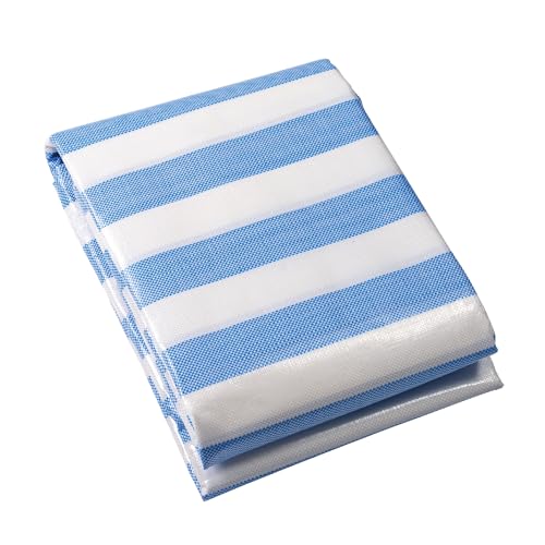 Blue/White Striped tarp Waterproof 10x10 Feet, 12mil UV and Tear Resistant Heavy Duty Tarps, Multi Purpose Weatherproof Cover for Outdoor - size: 10x10 Feet
