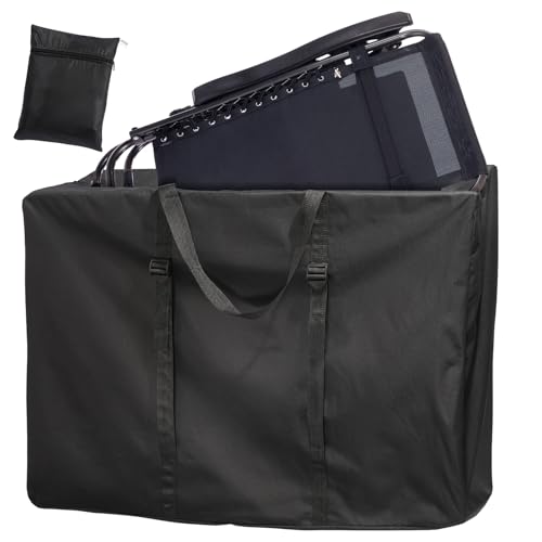 Large Outside Folding Chair Storage Bag with Zipper Handles and adjustable straps, 600D Folding Chair Carry Bag for Zero Gravity Chair Cover, Portable Folding Lounge Chair Carrying Bags (Black) - color: Black - 1 Pack