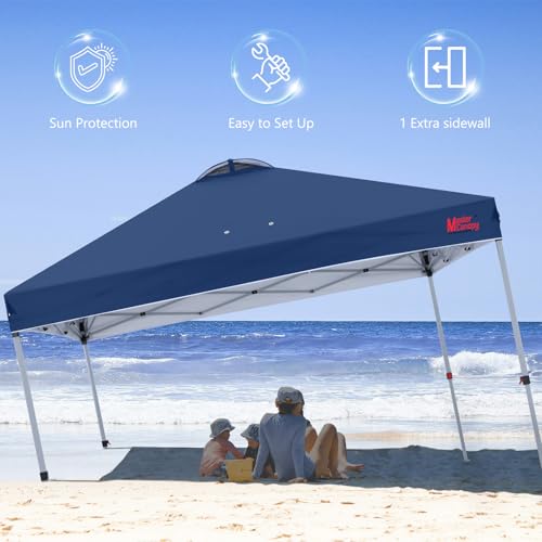 MASTERCANOPY Durable Pop-up Canopy Tent with 1 Sidewall (10'x10',Navy Blue) - color: Navy Blue, size: 10x10