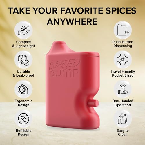 Portable Pepper Shaker (Red) - Versatile Seasoning Set, Multi Functional Salt Dispenser Spice Shakers for Easy Use - Convenient & Discrete Plastic Salt and Pepper Dispenser for Fine Spices - color: Red