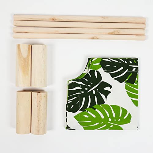 Patas Lague Cat and Dog Hammock Bed for Small Dogs, Brethable Wooden Cat Pet Rabbit Elevated Cooling Outdoor Bed Cots Furniture for Summer Monstera Leaf - color: Monstera Leaf
