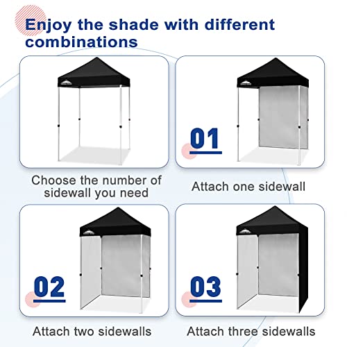 EAGLE PEAK Canopy Sidewall for 5x5 Pop Up Canopy Frame, Single Side Wall Panel Only (Fits 5x5 Straight Leg Frame, Canopy Top or Frame NOT Included), Black - color: Black