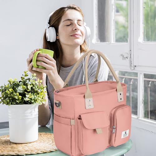 Hafmall 16L Large Pink Lunch Bag for Women, Loncheras para Mujer, Insulated Adult Lunch Tote Box for Work, 4.5Gallon - color: Pink