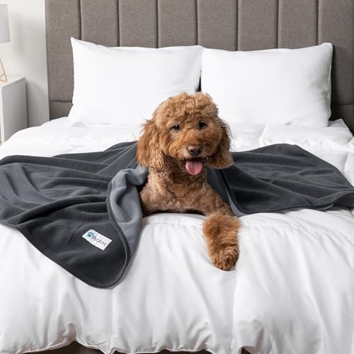 PetAmi Waterproof Pet Blanket Dog Bed Couch Cover for Furniture, Reversible Washable Soft Fleece - color: Gray/Light Gray, size: Large (40x60)