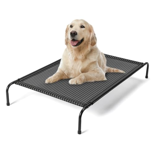 Outvita 50 Inch Elevated Dog Bed, Outdoor Cooling Raised Pet Cot, with Waterproof Textilene Mesh, Washable, Breathable, Alloy Steel Frame, Portable, Chew Proof, Indoor & Outdoor (Black) - color: Black, size: Large