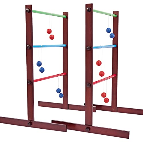 SpeedArmis Ladder Ball Game Set - Premium Rubber Wooden Golf Lawn Sport with 6 Bolo Balls and Carrying Case, Perfect Outdoor Yard Games for Teens, Adults and Families