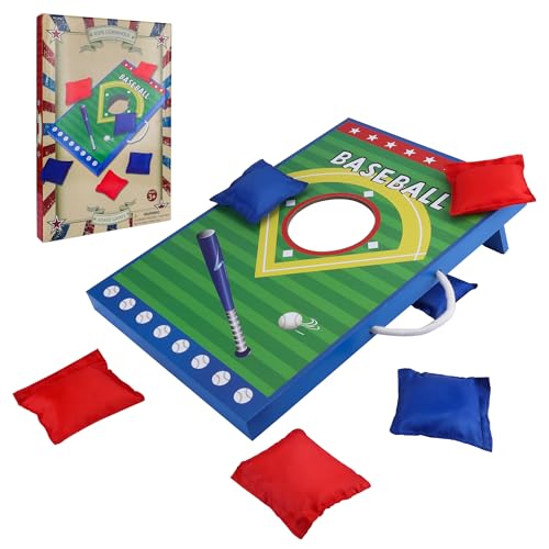 GOTHINK Portable Cornhole Game Set for Adults & Kids - Wooden Cornhole Board Set with 3 Blue 3 Red Cornhole Bean Bags, Excellent for Office Toss, Indoor & Outdoor Play - Gift for Boys & Girls Birthday - color: 1 Hole
