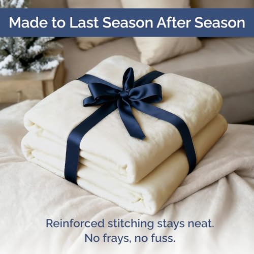 Ultra Soft Fleece Blanket Throw Size - Flannel Fleece Luxury Throw Blanket - Lightweight for Couch Bed Chair - Thick, Warm and Breathable - All Season Cozy Fuzzy, Anti-Static Microplush Bedding, Cream - color: 01 - Cream, size: Throw (50" x 60")