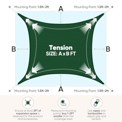 Quictent 185G HDPE Rectangle Sun Shade Sail Canopy 98% UV Block Outdoor Patio Garden with Hardware Kit (Green) 20x16ft - color: Green, size: 20 x 16 ft, style: Rectangle