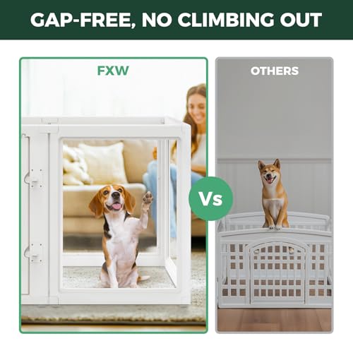 FXW AuraSpace Acrylic Indoor Dog Playpen for Medium Dogs, 35 Inch, 10 Panels, White - color: White, size: 35"H