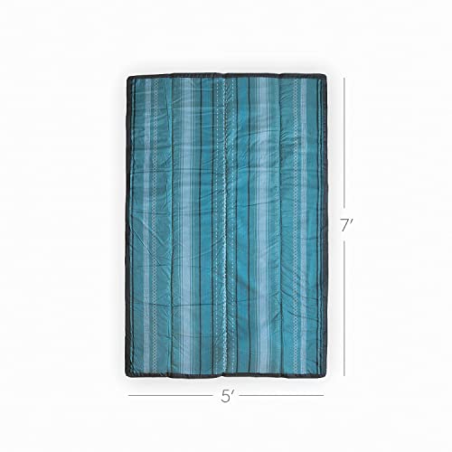 Little Unicorn 5'x7' Outdoor Family Picnic & Beach Blanket | Durable & Water-Resistant Fabric | Compact Fold & Easily Wipes Clean | Zipper Pocket (Shoreline Stripe) - color: Shoreline Stripe, size: 5 x 7