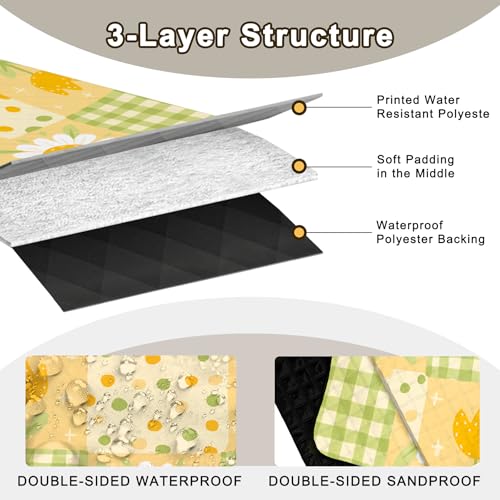 Extra Large Picnic Blanket Waterproof,80"x 80"Foldable Machine Washable Beach Blanket,Outdoor Blanket for 6-8 Adults,Suitable for Indoor Crawling,Park Beach,Camping,Hiking,Family Travel(Sunflower) - color: Yellow Sunflower, size: 6'8" x 6'8" (Square)