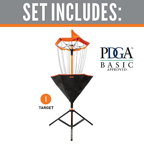 Franklin Sports Disc Golf Baskets - Portable Disc Golf Target with Chains Included - Disc Golf Basket Stand Equipment for Hole + Course Creation - style: Deluxe Steel Chain