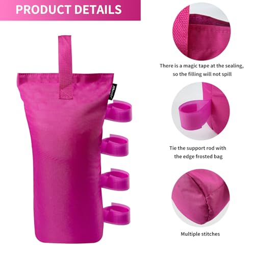 Joramoy Heavy Duty Canopy Weight Bags(150LBS) for Pop up Canopy Tent, Leg Canopy Weights Sand Bags for Instant Outdoor Sun Shelter Canopy/Patio Umbrella,Set of 4, Pink(Without Sand) - color: Pink, size: 150lbs