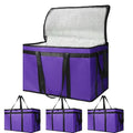 Bodaon 4-Pack Cooler Insulated Food Delivery Bag, Rideshare Delivery Bag, XXX-Large Thermal Bags for Catering/Hot Pizza, Travel/Camping/Picnic/Grocery Reusable Warmer Frozen, Purple-Black Edge - color: Purple, size: XXX-Large