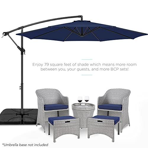 Best Choice Products 10ft Offset Cantilever Hanging Market Patio Umbrella, 8 Sturdy Ribs, Easy Adjustment - Navy Blue - color: Navy Blue, size: Offset