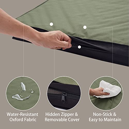 Outdoor Dog Beds for Large Dogs, Waterproof Dog Bed Portable Foldable with Washable Cover, Orthopedic for Outside Indoor, 41inch All Weather to Use - color: Olive Green, size: X-large