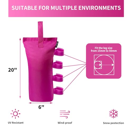 Joramoy Heavy Duty Canopy Weight Bags(120LBS) for Pop up Canopy Tent, Leg Canopy Weights Sand Bags for Instant Outdoor Sun Shelter Canopy/Patio Umbrella,Set of 4, Pink(Without Sand) - color: Pink, size: 120lbs