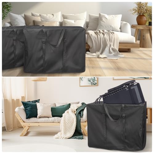 Extra Large Outside Folding Chair Storage Bag with Zipper and Handles, 600D Folding Chair Carry Bag for Zero Gravity Chair Cover, Portable Folding Lounge Chair Carrying Bags, 43" L x 11" W x 29" H - color: Black - 2 Pack