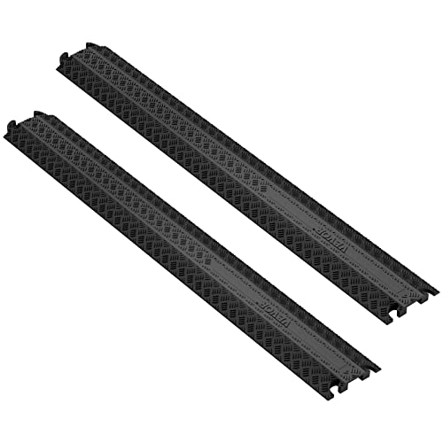 VEVOR 2 PCs Thermoplastic Rubber Drop Over Cable Cover Ramp, 2,000 lbs/axle Load Capacity, Heavy Duty Cable Hose Protector Ramp, Floor Cord Cover for High Walking Traffic Areas Home Office Warehouse - size: Small-2PACK