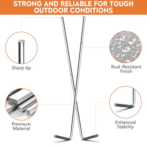 Heavy Duty Metal Tent Stakes 12-Pack for Camping Outdoor Tents Tarps Canopies and Garden Decorations, Galvanized Steel Ground Stakes for Inflatables Yard Landscaping Holiday Setup